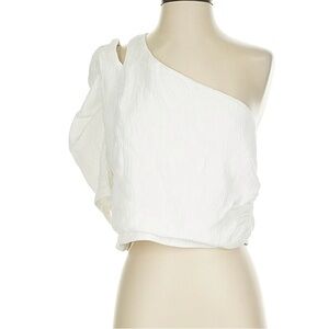 Zara White One-Shoulder Top